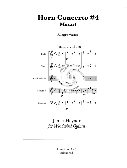 Horn Concerto #4 Finale for Woodwind Quintet (Arr. James Haynor) - Wolfgang Amadeus Mozart (Woodwind Ensemble)