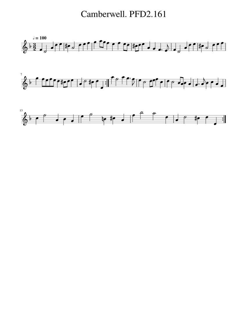 Camberwell. PFD2.161 Sheet music for Piano (Solo)