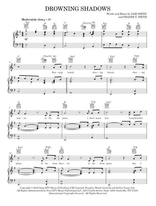 Drowning shadows - Sam Smith (Piano-Vocal-Guitar)