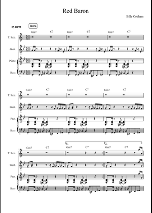 Red Baron Eb instruments Sheet Music with Chords for Piano (Solo