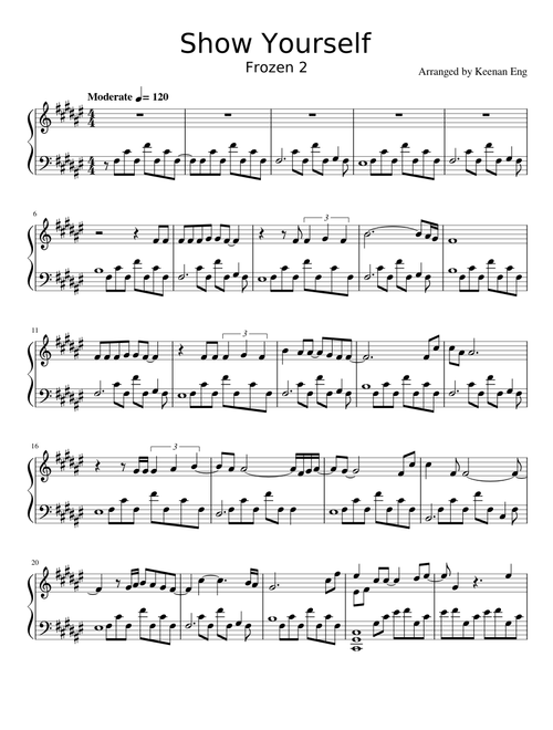 Show Yourself – Solo Piano Arrangement