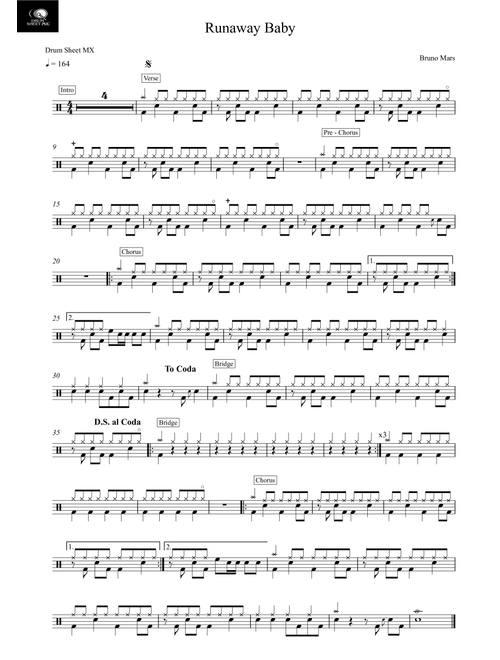 Runaway Baby (Arr. Drum Sheet MX) - Bruno Mars (Drums)