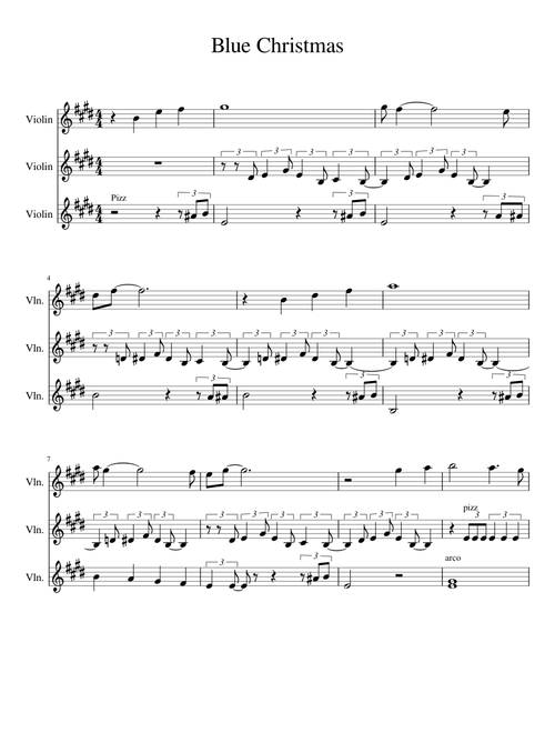 Blue Christmas for violin trio