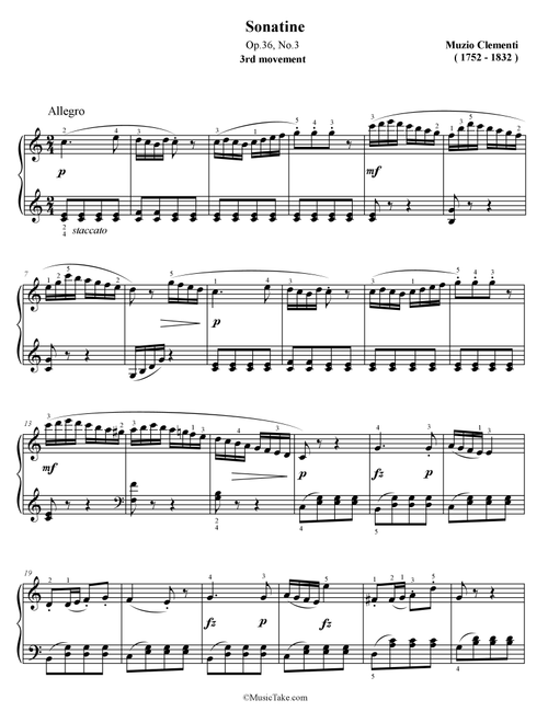 Clementi Sonatina in C Major Op.36 No.3 (3rd movement) (Arr. Ben Choupak) - M. Clementi (Easy Piano)
