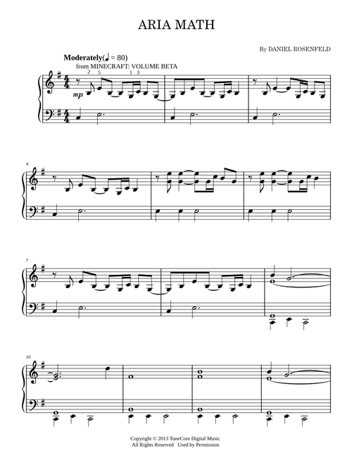 Aria Math (from Minecraft) - C418 (Easy Piano)