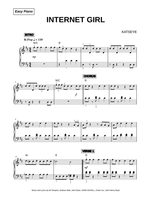 Internet Girl - KATSEYE (Easy Piano)