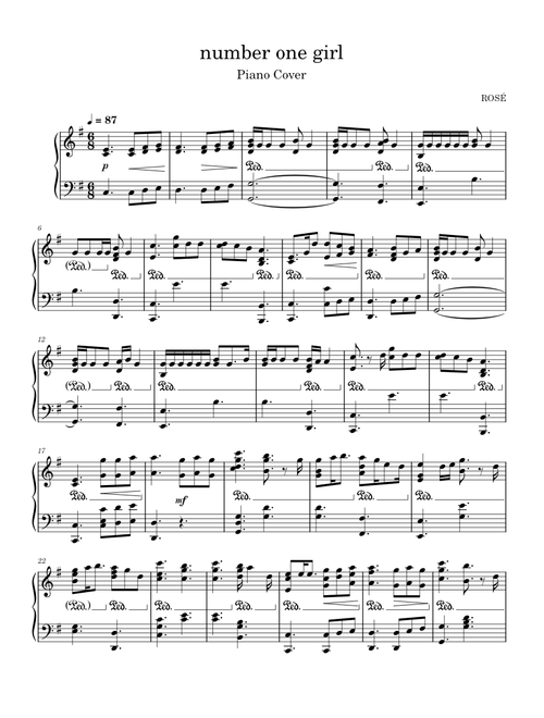 number one girl - ROSÉ (Piano Arr.)