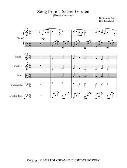 Song From A Secret Garden (Korean Version) (Arr. DiSha) - Youngok Shin (String Ensemble)
