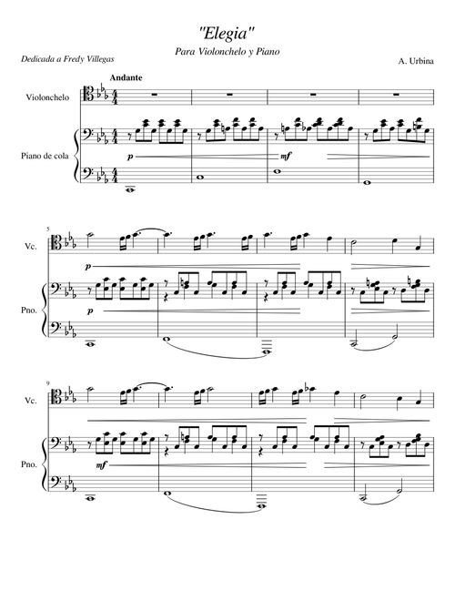 "Elegia" para Violonchelo y Piano.