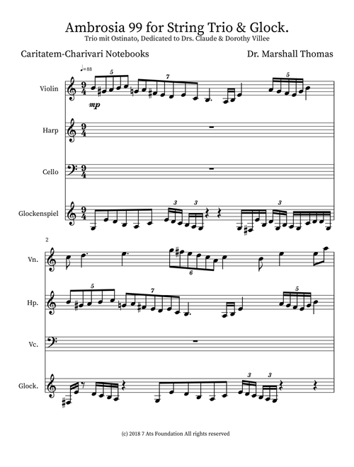 Ambrosia 99 for String Trio & Glock. - Celebrity Chamber Players (Small Ensemble)