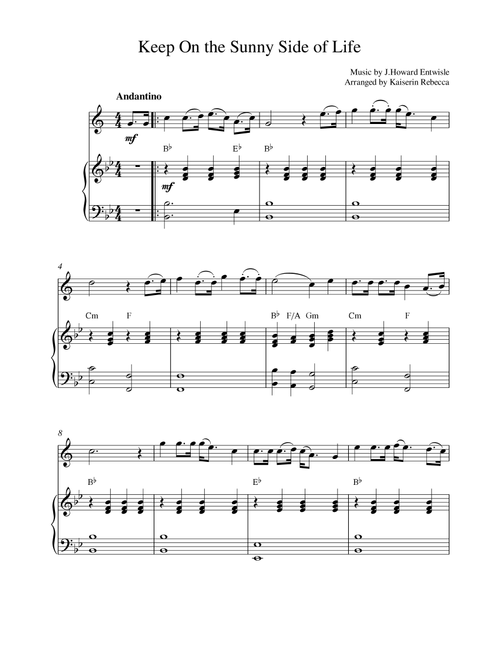 Keep On the Sunny Side of Life (Arr. Kaiserin Rebecca) - JHoward Entwisle (Tenor Sax and Piano)