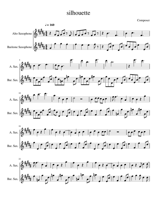 Silhouette - Alto/Bari Sax Duet
