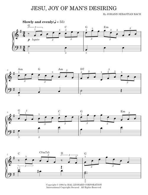 Jesu, Joy Of Man's Desiring - Johann Sebastian Bach (Easy Piano)
