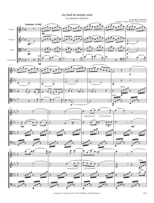 Au fond du temple saint (Pearl Fishers' Duet) (Arr. Stephen Levintow) - Georges Bizet (1838-1875) (String Quartet)