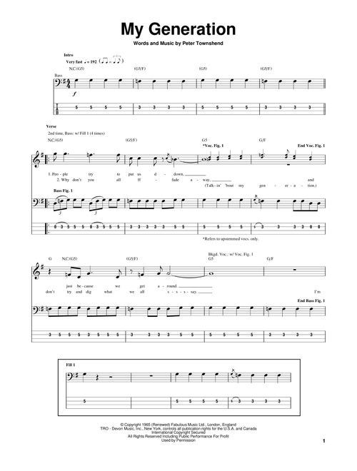 My Generation - The Who (Bass Tab)