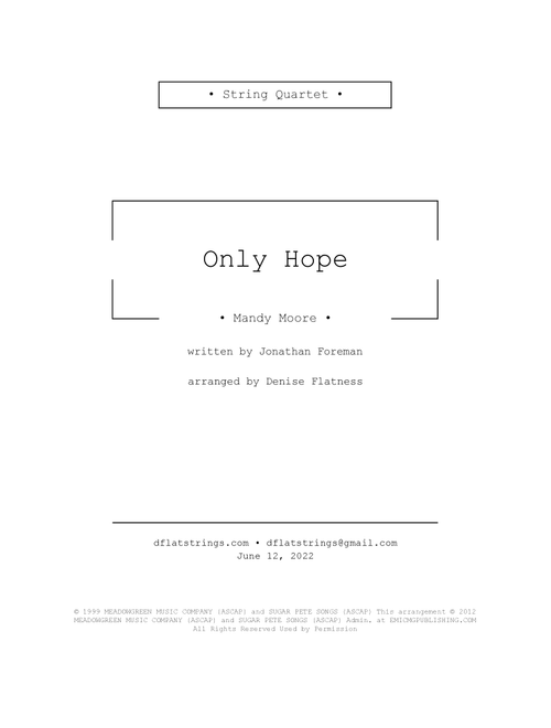 Only Hope (Arr. Denise Jones) - Mandy Moore (String Quartet)