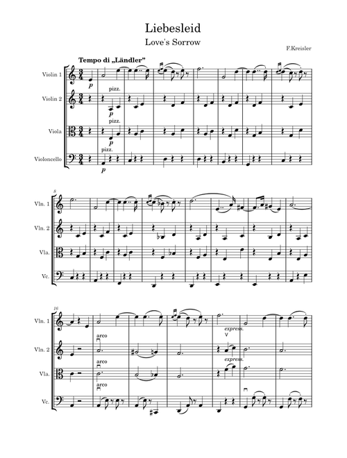 Liebesleid for Quartet