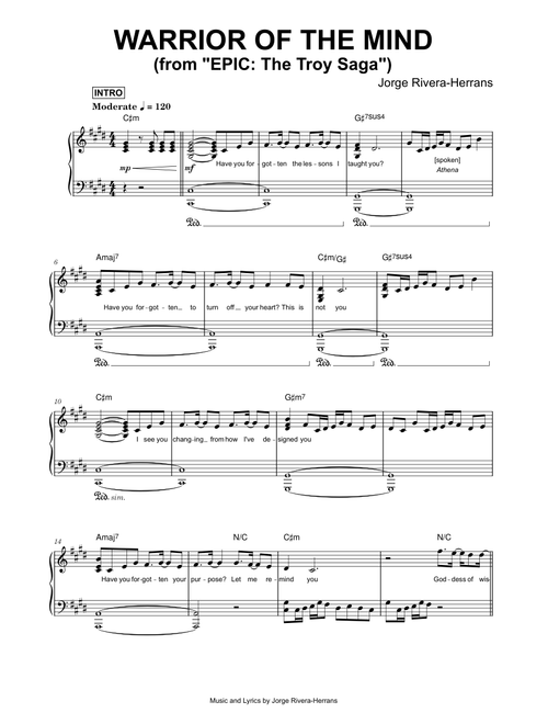 Warrior of the Mind (from EPIC: The Troy Saga) - Jorge Rivera-Herrans (Piano)