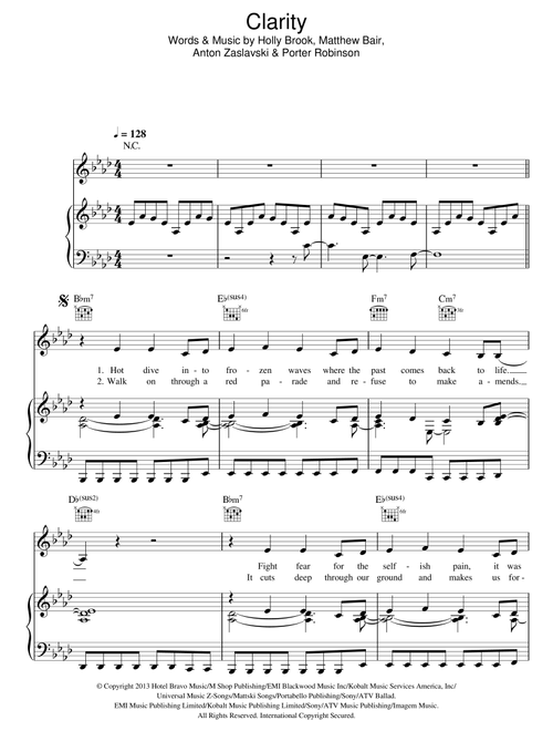 Clarity - Zedd (Piano-Vocal-Guitar (Piano Accompaniment))