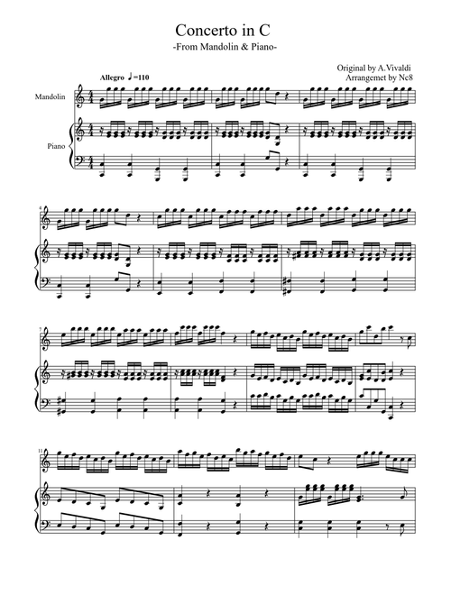 Mandolin Concerto in C Major-A.Vivaldi RV425 (Mandolin and Piano)
