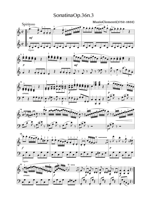 Sonatina in C major, Op 36 No 3 (Arr. Adrienne Low) - Muzio Clementi (Piano Solo)