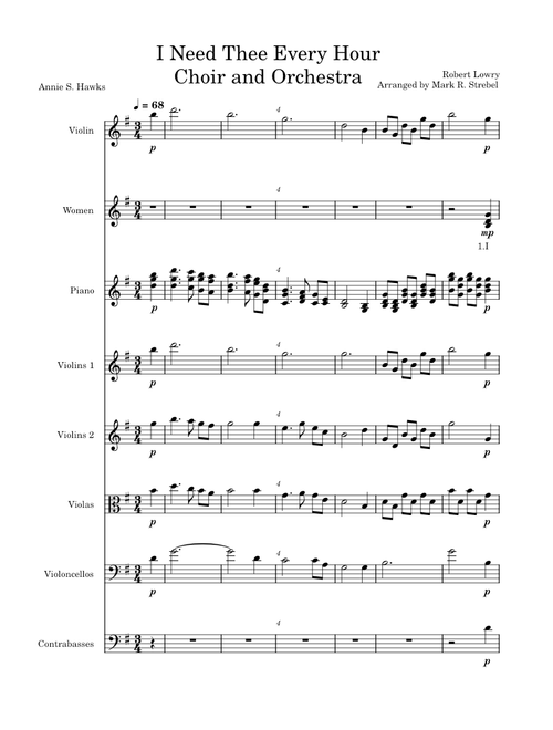 I Need Thee Every Hour - Choir and Orchestra