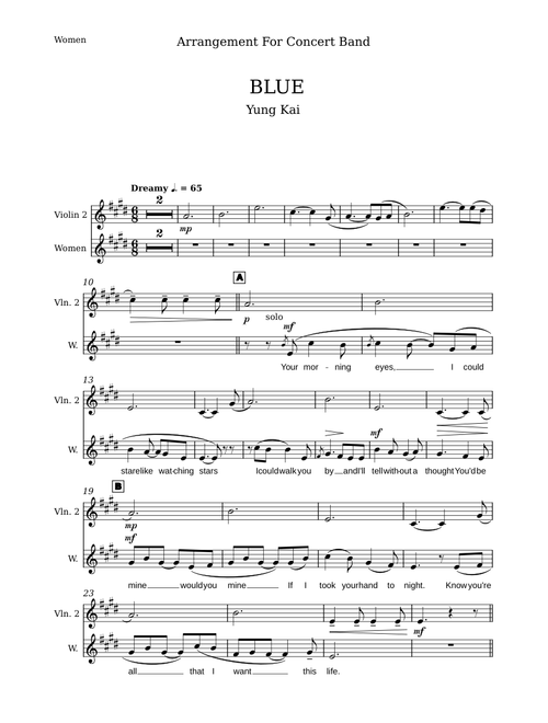 Blue - Yung Kai Score Band-Violin 2