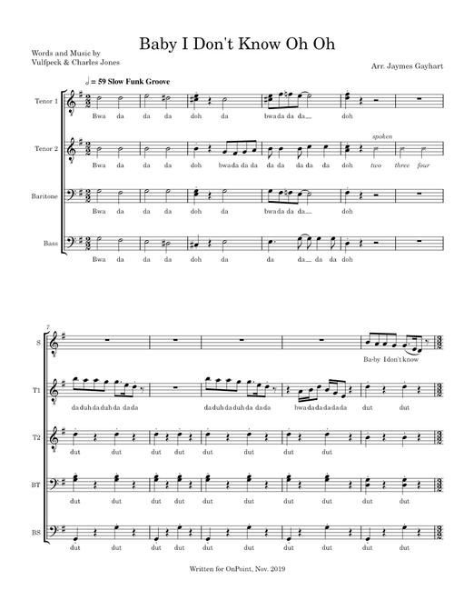 Baby I Don't Know Oh Oh - Vulfpeck (TTBB)