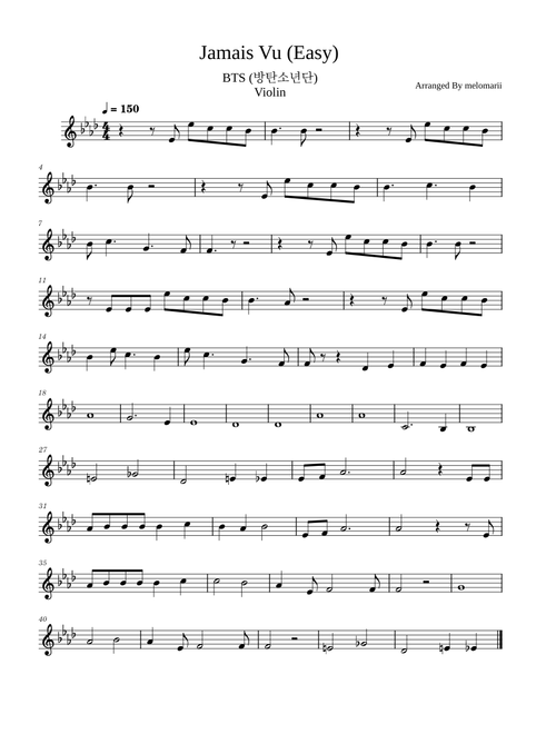 Jamais Vu (easy) - BTS (방탄소년단) -Violin-