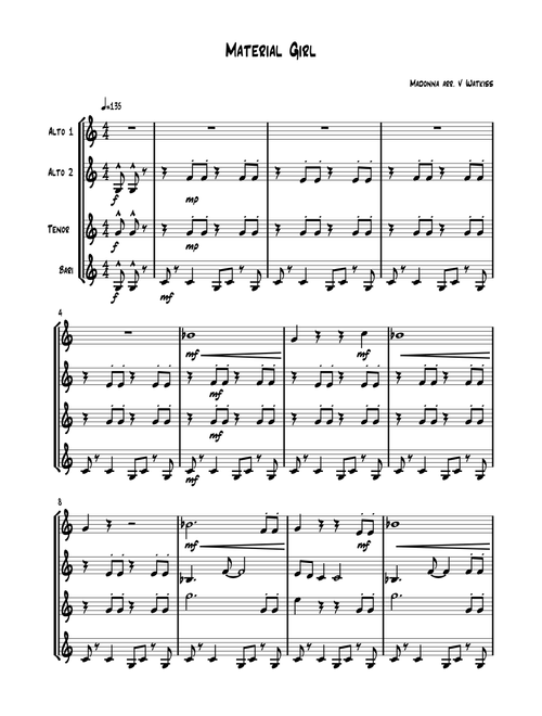 Material Girl (Arr. Verena Watkiss) - Madonna (Woodwind Ensemble)