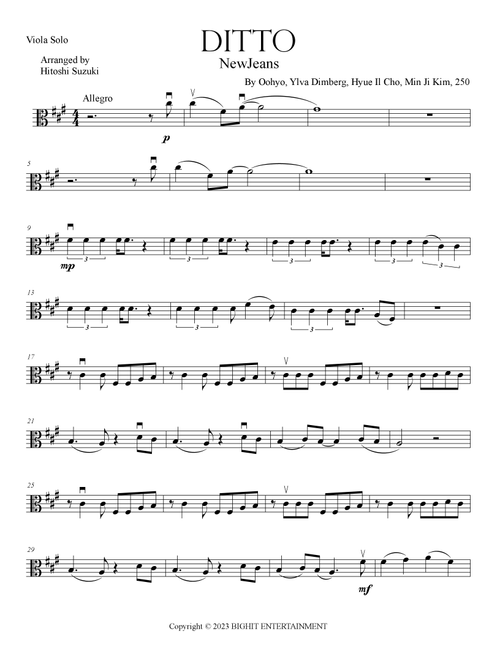 Ditto (Arr. Hitoshi Suzuki) - Newjeans (Viola Solo)