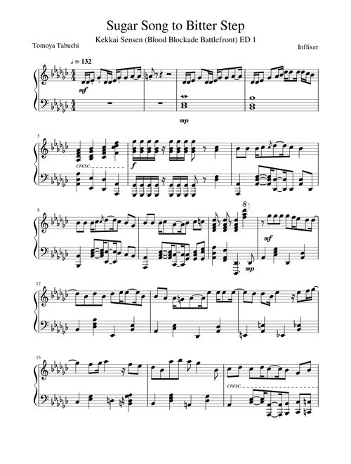 Kekkai Sensen- Sugar Song to Bitter Step (Piano)