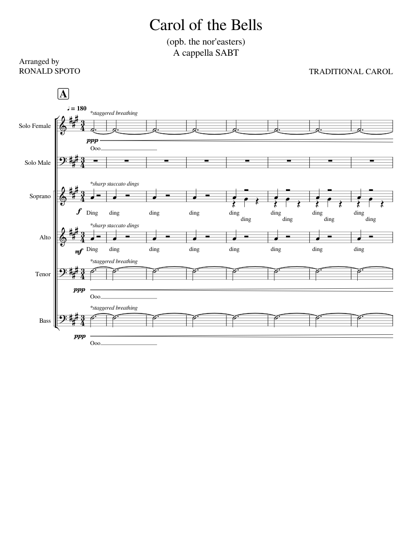 Carol of the Bells - World Choir Arrangement Sheet Music for Soprano ...