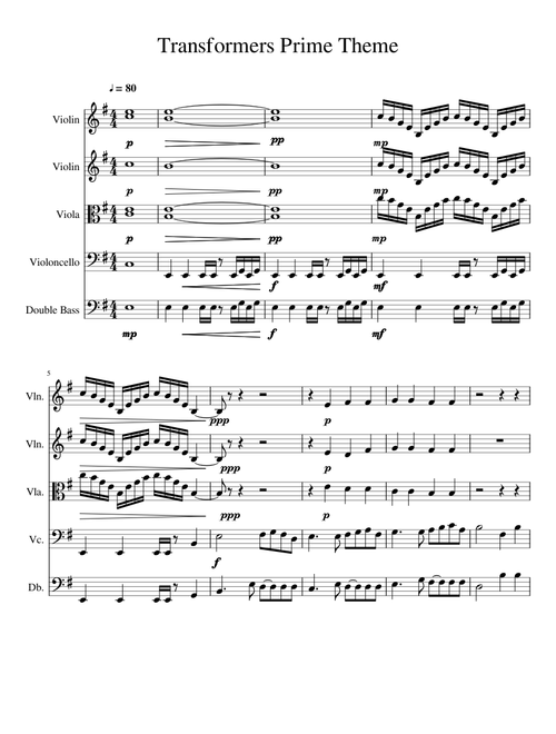 Transformers Prime Theme for String Quintet