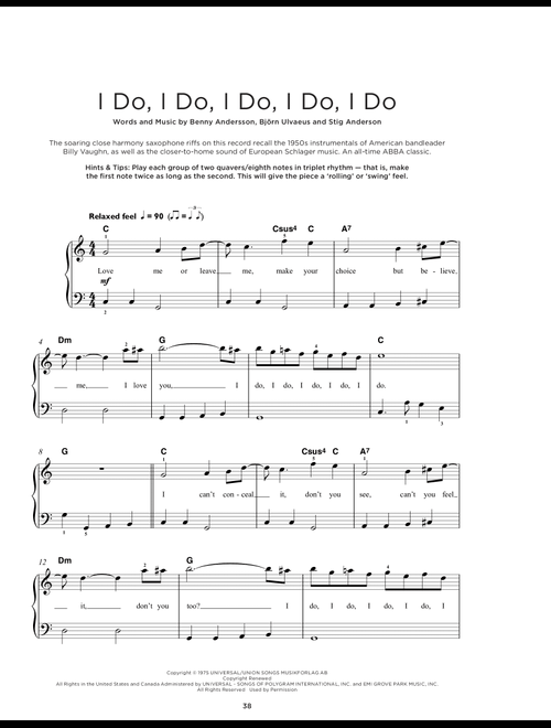 I Do, I Do, I Do, I Do, I Do - ABBA (Really Easy Piano)
