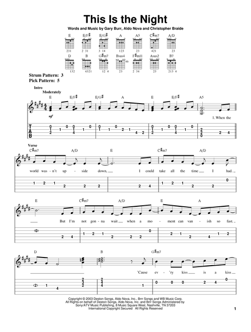 This Is The Night - Clay Aiken, American Idol (Easy Guitar with TAB)