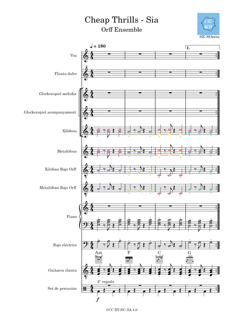 Cheap thrills – Sia - Orff & Boomwhackers
