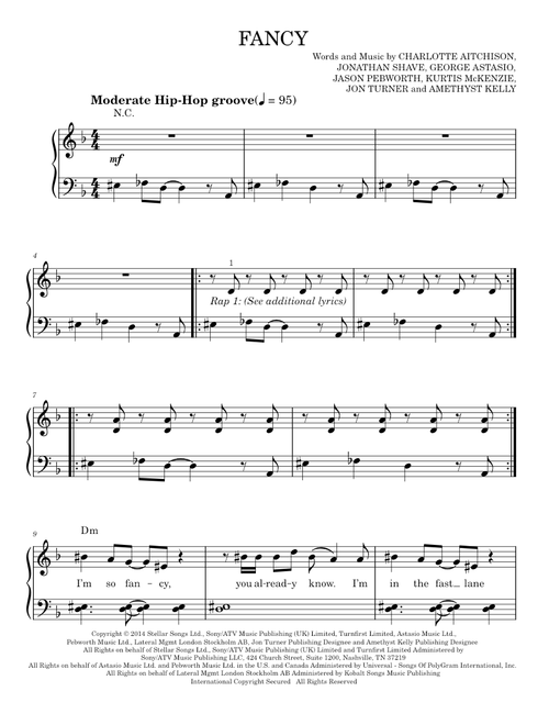 Fancy - Iggy Azalea Featuring Charli XCX (Easy Piano)