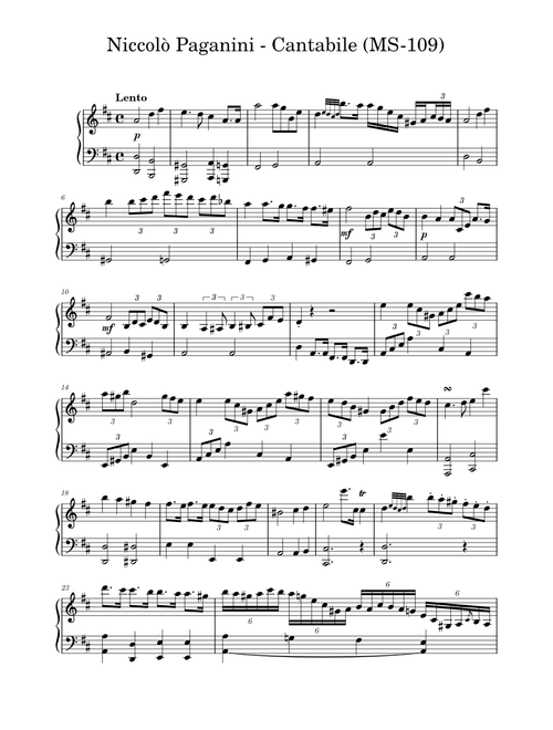 Cantabile, MS 109 – Niccolò Paganini Paganini - Cantabile ms 109