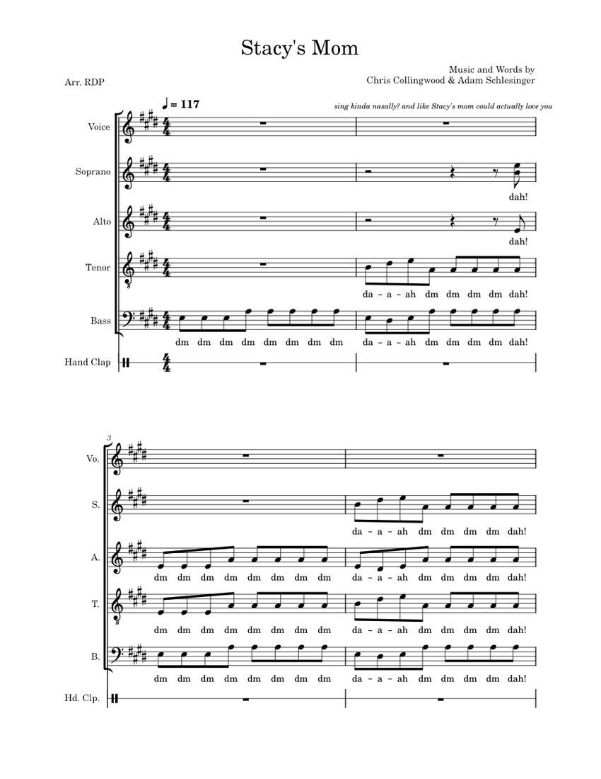 Stacy's Mom Fountains of Wayne Stacy's Mom Solo+SATB Fountains of