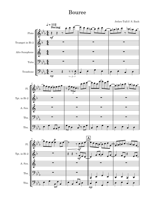 Bourée – Johann Sebastian Bach (Jethro Tull) for Brass and flute
