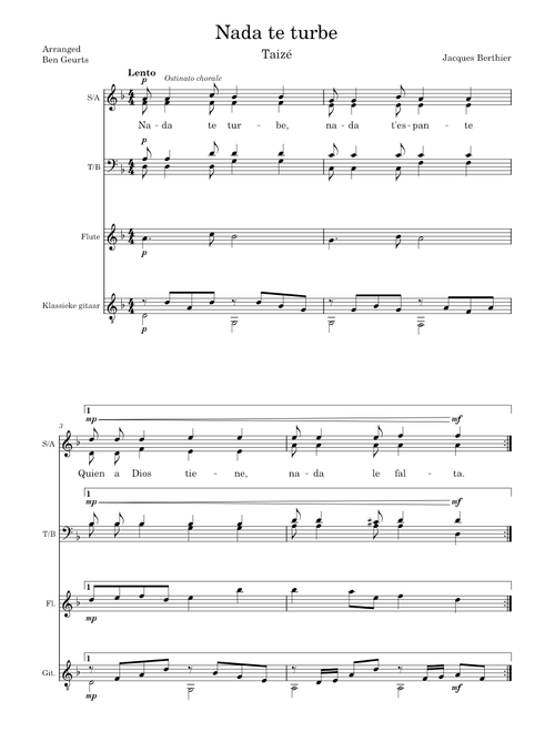 Nada te turbe with Guitar+Flute