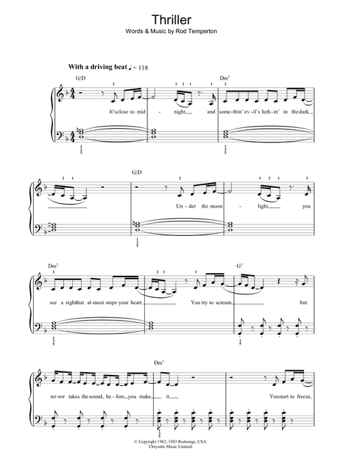 Thriller - Michael Jackson (Piano-Vocal-Guitar (Piano Accompaniment))