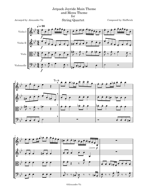 Jetpack Joyride Main Theme – Halfbrick for String Quartet