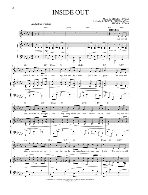 Inside Out - Robert L Freedman, Steven Lutvak (Piano Vocal)