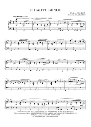 IT HAD TO BE yOU – Isham jones it had to be you en DO Sheet Music for ...