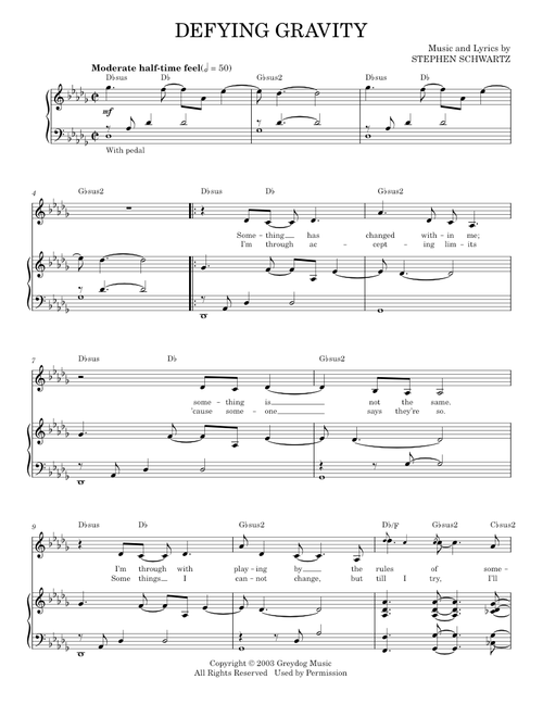 Defying Gravity (from Wicked) - Glee TV Series, Glee Cast, Stephen Schwartz (Piano Vocal)