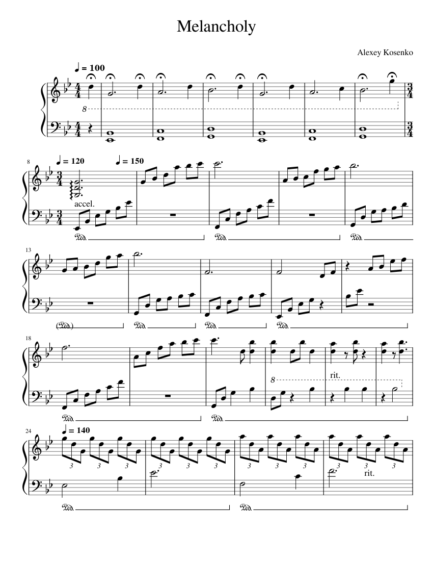 Melancholy – Alexey Kosenko Sheet music for Piano (Solo) | Musescore.com