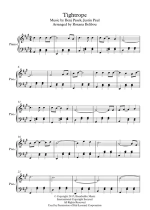 Play Official version of Tightrope Sheet Music by Benj Pasek and Play Official version of Tightrope Sheet Music by Benj Pasek and