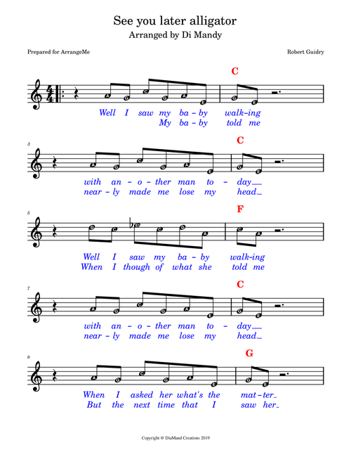 See you later alligator (Arr. Di Mandy) - Bobby Charles (Lead Sheet - Fake Book)